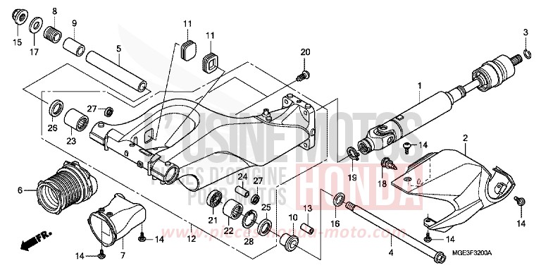 SWINGARM for VFR1200F Dual Clutch PEARL SUNBEAM WHITE (NHA66) from 2011